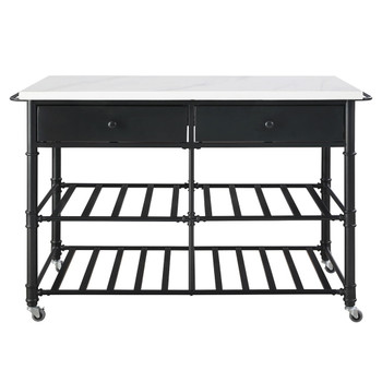 Emery - Kitchen Island - White Cultured Marble Top & Gray