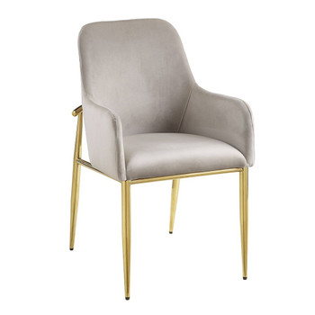 Barnard - Side Chair (Set of 2) - Gray Velvet & Mirrored Gold