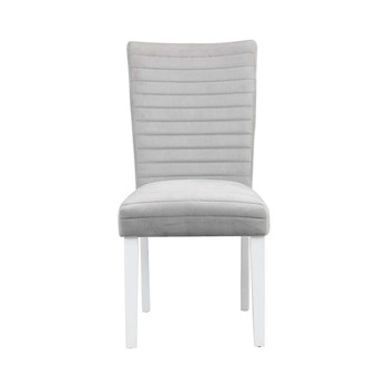 Elizaveta - Side Chair Set of 2) - Gray Velvet &White High Gloss