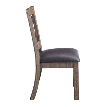 Raphaela - Side Chair Set of 2) - Black Synthetic Leather & Weathered Cherry