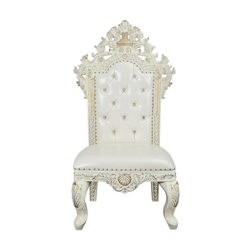 Adara - Side Chair Set of 2) - Pearl White Synthetic Leather & Antique White