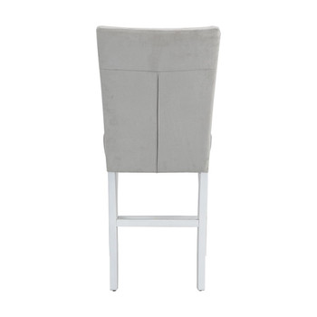 Elizaveta - Counter Height Chair (Set of 2) - Gray Velvet &White High Gloss