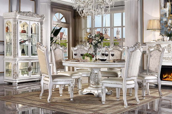 Vendome - 76" Round Dining Table With Pedestal Base - Antique Pearl