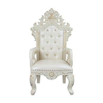 Adara - Arm Chair Set of 2) - Pearl White Synthetic Leather & Antique White