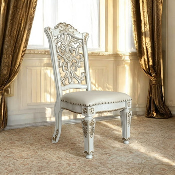 Vendome - 48" Side Chair Set of 2) - Synthetic Leather & Antique Pearl