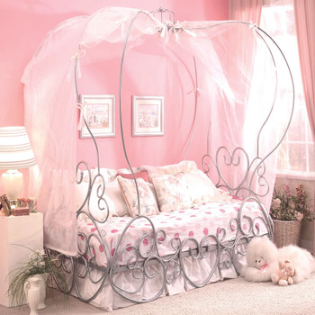 RELLA Silver Twin Canopy Bed
