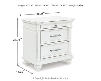 Kanwyn - Three Drawer Night Stand - Whitewash