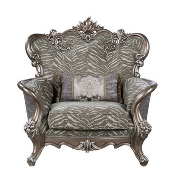 Elozzol - Chair With Pillow - Fabric & Antique Bronze