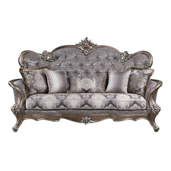 Elozzol - Sofa With 5 Pillows - Fabric & Antique Bronze