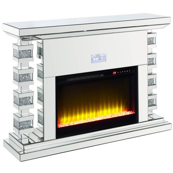 Noralie - 47" Fireplace With Bluetooth - Mirrored & Faux Diamonds