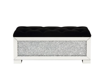 Noralie - Bench - Mirrored & Faux Diamonds - 17"