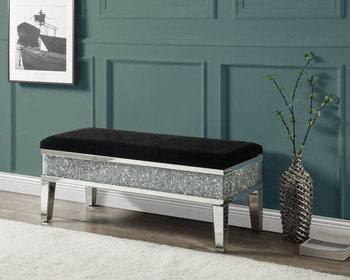 Noralie - Bench - Mirrored & Faux Diamonds - 44"