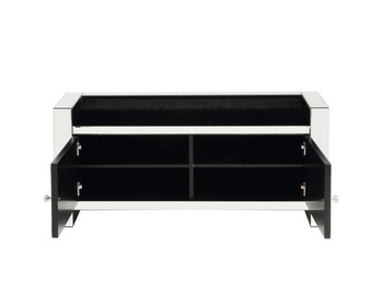 Noralie - 47" Bench With Storage - Mirrored & Faux Diamonds