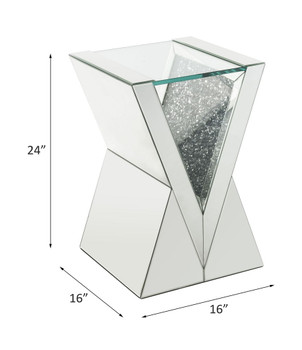Noralie - End Table - Clear Glass, Mirrored & Faux Diamonds