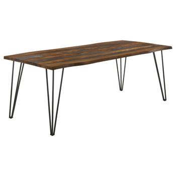 Neve - Live-Edge Dining Table With Hairpin Legs - Sheesham Gray And Gunmetal