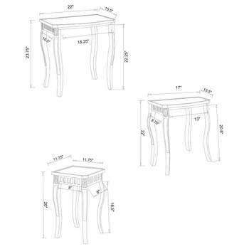 Daphne - 3 Piece Curved Leg Nesting Tables WArm - Brown