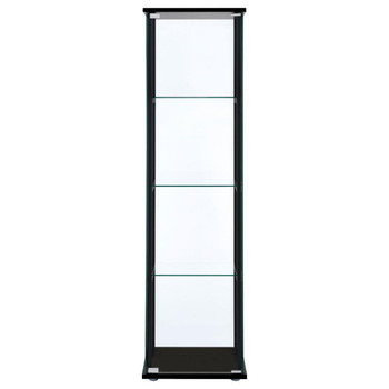 Cyclamen - 4-Shelf Clear Glass Curio Display Cabinet - Black
