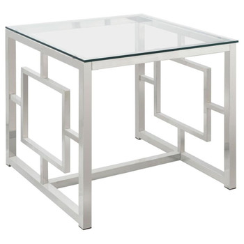 Merced - Square Tempered Glass Top End Table - Nickel