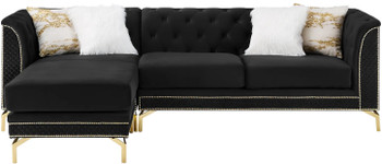 ALIZZA Black Velvet 103" Wide Reversible Sectional