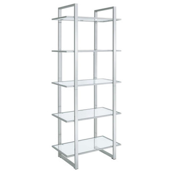 Hartford - Glass Shelf Bookcase - Chrome