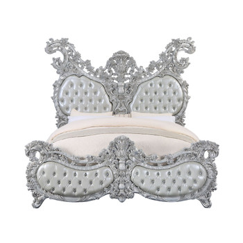 Valkyrie - Eastern King Bed - Synthetic Leather & Antique Platinum