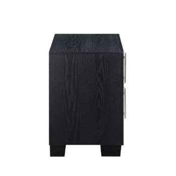 Nicola - Nightstand - Silver Synthetic Leather & Black