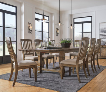 POMONA Brown 9 Piece Dining Set with Extension