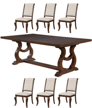 JILIAN Dark Brown 7 Piece Dining Room Set