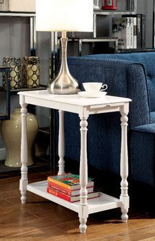 DAGNY White 12" Wide Chairside Table with Pull-Out Tray