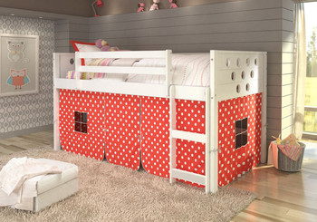 Bridgette Circular White Twin Loft- Red Polka Dot