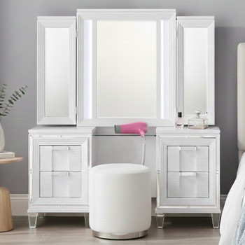 LEACREST White 63" Wide x 84" Height Vanity Set with LED's