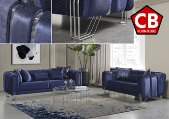 ZURICH Navy Luxury Sofa & Loveseat