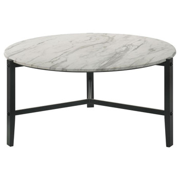 Tandi - Round Coffee Table Faux Marble - White And Black