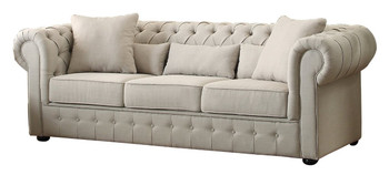 WILLIAMSBURG Neutral Tone Fabric Tufted Back Sofa