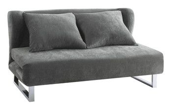 Dory Grey Velvet Sofa Bed With 2 Accent Pillows