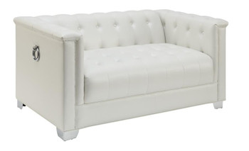 Luciana Pearl White Tuffted Loveseat