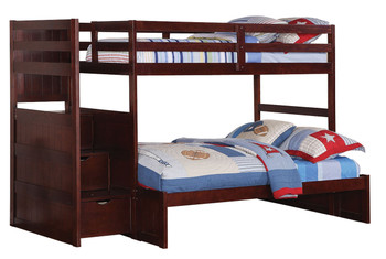 Marco Cappuccino Twin/Full Stairway Bunkbed With Built-In Drawers