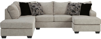 STOVALL Beige Gray 125" Wide Double Chaise Sectional