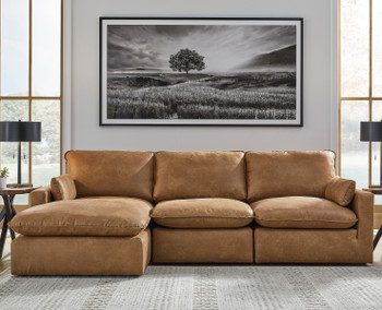 PROVO Caramel Brown Microsuede 111" Wide Modular Sectional