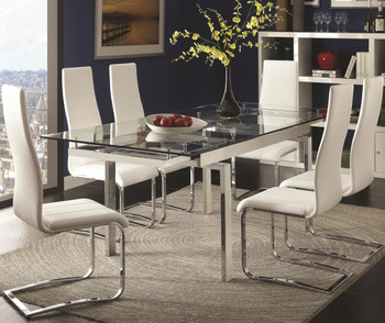 Rozelle White 9 Pc Adjustable Dining Set