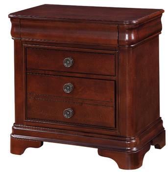 SELENA Dark Cherry 3 Drawer Nightstand With Hidden Drawer