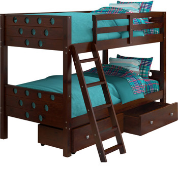 Bridgette Circular Cappuccino Twin/Twin Bunkbed With Underbed Drawers