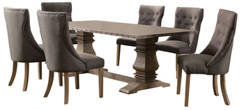 Josefine Oak/Zinc 7-PC Dining Set Wingback Chairs