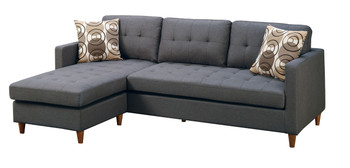 FABIO Blue/Grey Fabric Reversible Sectional