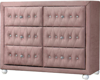 KELLIE Pink Velvet 40" Wide Dresser