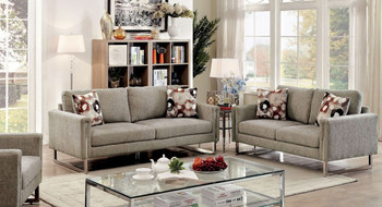 ASHFORD Gray Chenille Living Room Set