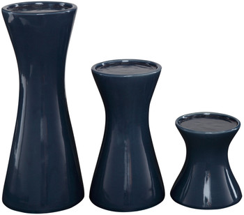 Renzo Blue 3 Pc Candle Holders