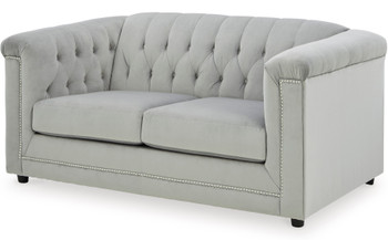 GEMINA Neutral Gray Velvet 66" Wide Loveseat