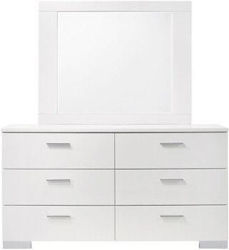 VERENA Glossy White 63" Wide Dresser & Mirror