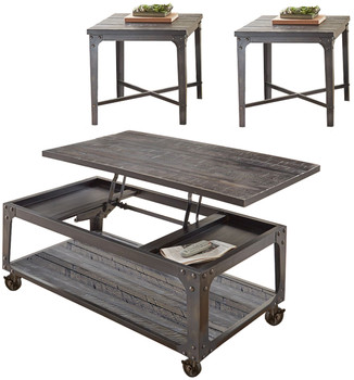 HUNTER 3-PC Dark Brown Lift-Top Occasional Set With Casters